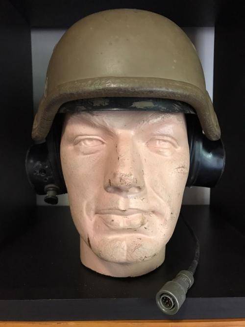SADF ARMOURED CAR HELMET COMPLETE WITH EAR PHONES-USED ON THE RATEL & OTHER ARMOURED CARS
