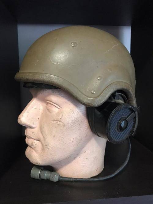 SADF ARMOURED CAR HELMET COMPLETE WITH EAR PHONES-USED ON THE RATEL & OTHER ARMOURED CARS
