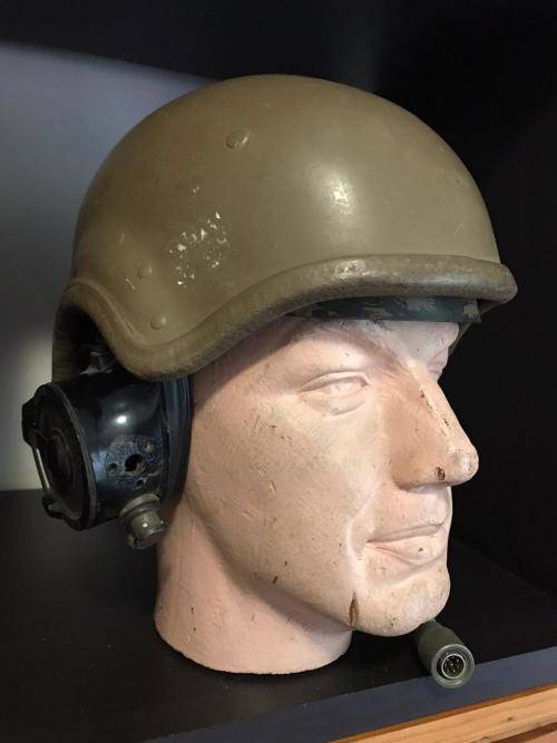 SADF ARMOURED CAR HELMET COMPLETE WITH EAR PHONES-USED ON THE RATEL & OTHER ARMOURED CARS
