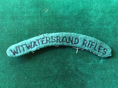 WITWATERSRAND RIFLES CLOTH SHOULDER TITLE 1947-1970'S
