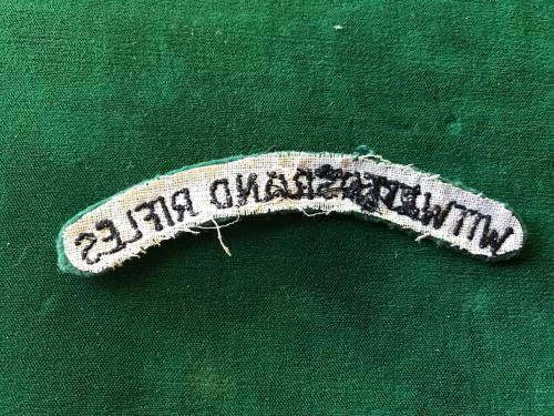 WITWATERSRAND RIFLES CLOTH SHOULDER TITLE 1947-1970'S