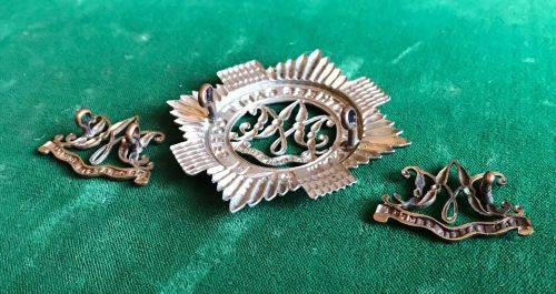 WHITE METAL CAP BADGE FOR THE MARIST BROTHERS CADET CORPS-MEASURES 65X65MM-SOLD WITH THE 2 COLLARS I