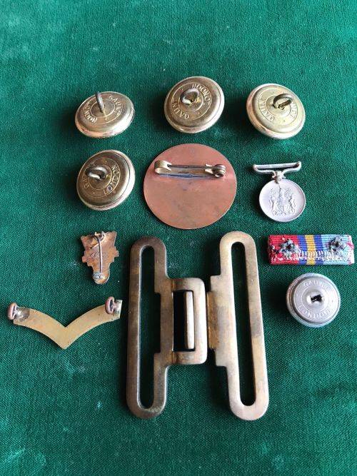 SELECTION OF 13 RHODESIAN BADGES ,MEDALS AND OTHER ITEMS-SOLD TOGETHER