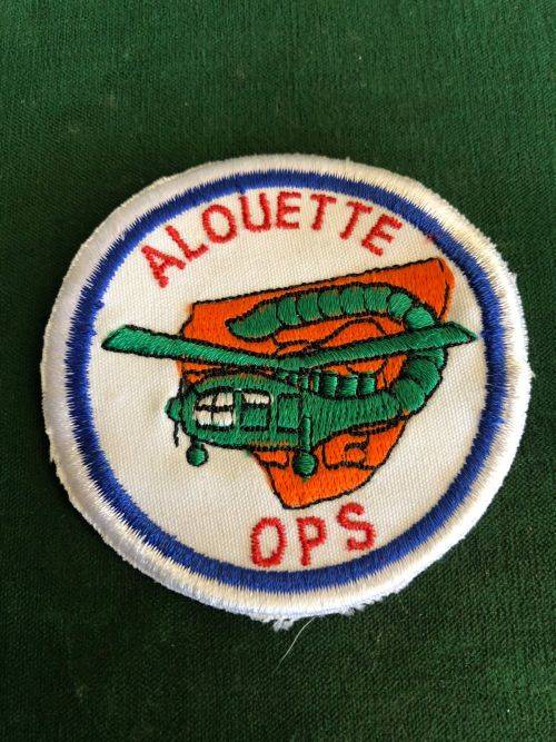 ALHOUETTE OPS EMBROIDERED BREAST PATCH FOR OPERATIONAL TOUR OPERATION ON THE ALHOUETTE 111-WORN 1970