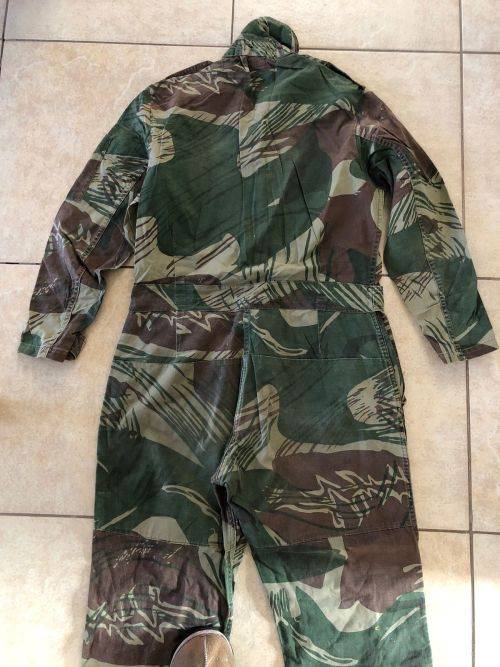 RHODESIAN CAMO OVERALLS ORIGINALLY USED BY HELICOPTER PILOTS AS FLIGHT SUITS-ALSO ADOPTED BY PARATRO