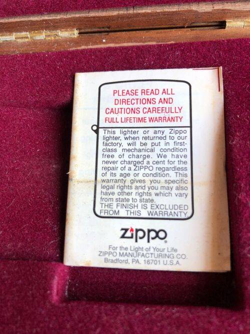 NUMBERED 44 PARA BATTALION ZIPPO LIGHTER- ENGRAVED AND IN AN AMERICAN WALNUT DISPLAY BOX-CONDITION N