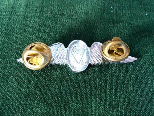 SA PARACHUTE STATICLINE INSTRUCTOR CHROME AND ENAMEL CENTRE MESS DRESS WING-WORN FROM THE 1970`S- 2