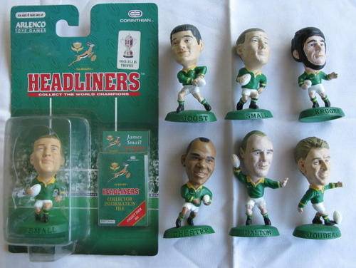 HEADLINERS - 7 FIGURES OF THE RUGBY WORLD CUP 95 SPRINGBOK SQUAD SOLD TOGETHER.