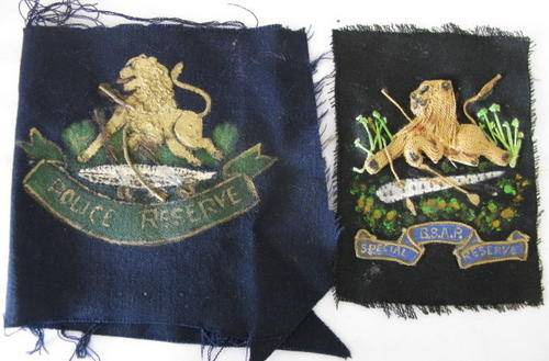 RHODESIAN BSAP SPECIAL RESERVE BLAZER BADGES.