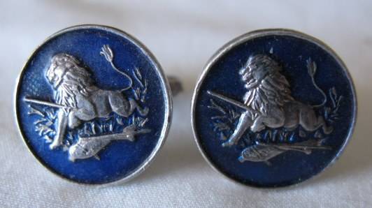 RHODESIAN BSAP PAIR OF SILVER & ENAMEL CUFFLINKS - GOOD CONDITION.