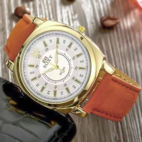 Elegant Men's SOXY BRAND Quartz Leather Wrist Watch