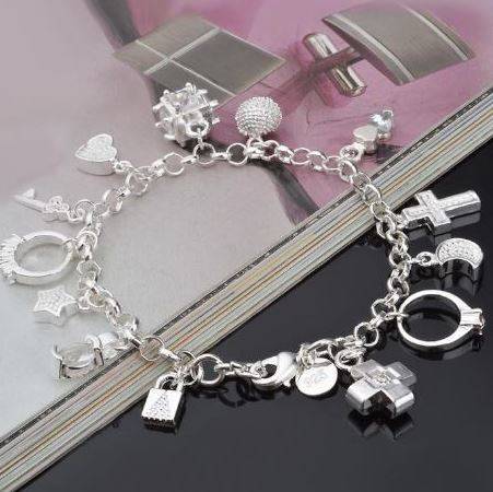 Exquisite 925 Solid Sterling Silver Charm Bracelet in Complimentary Gift Box