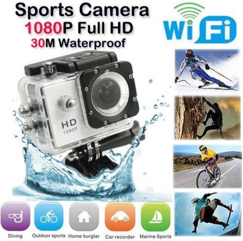 2" HDMI HDR 1080P Action Sport Cam - WI-FI, Waterproof, LCD Screen, Remote Control FULL SET