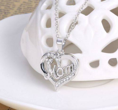 Elegant Jewelry Set With Rhinestone Mom Pendant in Complimentary Gift Box