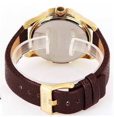 Elegant CURREN AUTO DATE Quartz Wrist Watch With Genuine Leather Strap