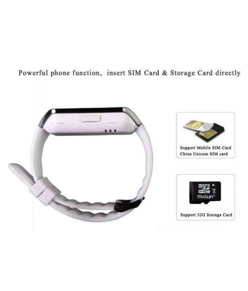 Smart Watch Phone -  SIM CARD, Bluetooth, Camera, Sleep Monitor, SD Card, MP3 etc. - White