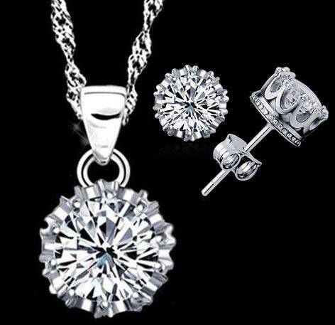 Exquisite 925 Sterling Silver Twisted Chain Cubic Zirconia Jewelry Set in Complimentary Gift Box