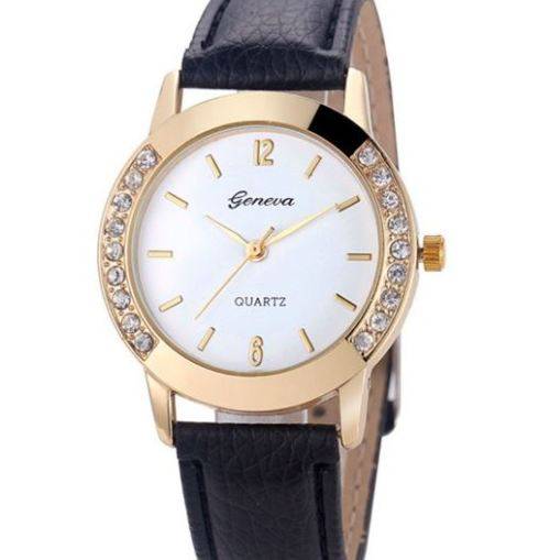 Luxury Leather Geneva Crystal Quartz Wrist Watch in Complimentary Gift Box