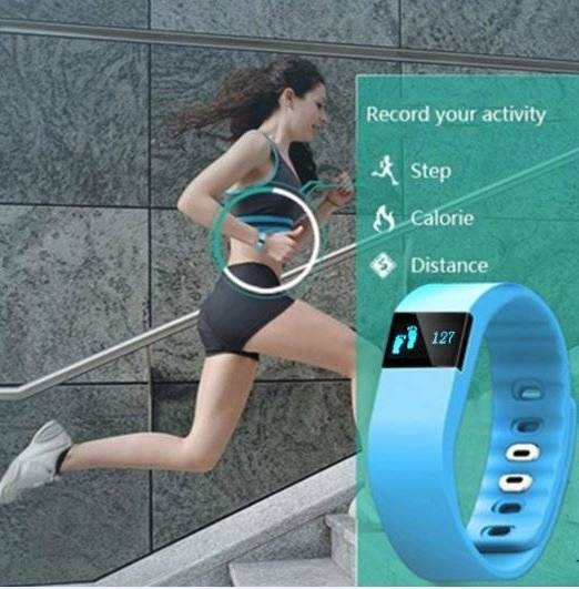 Bluetooth Smartwatch & Fitness Bracelet with Pedometer for Samsung & Android Phones BLUE