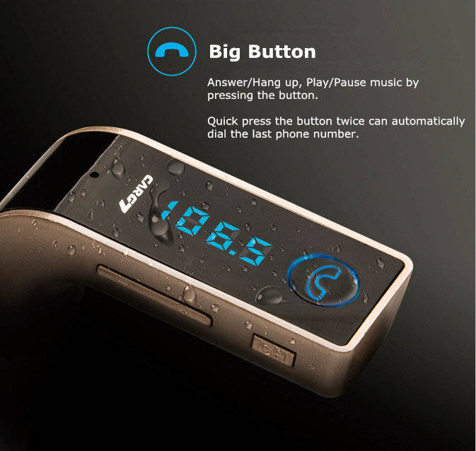 LED Bluetooth Car Kit, Charger FM Transmitter With MP 3, Handsfree Calls, Dual USB For Phone, Tablet