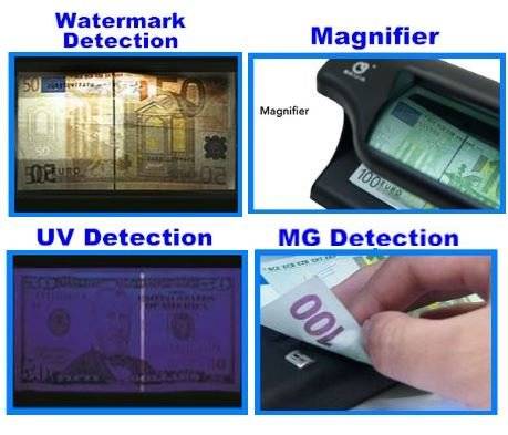 Fluorescent UV Blue Lamp Counterfeit Money Detector