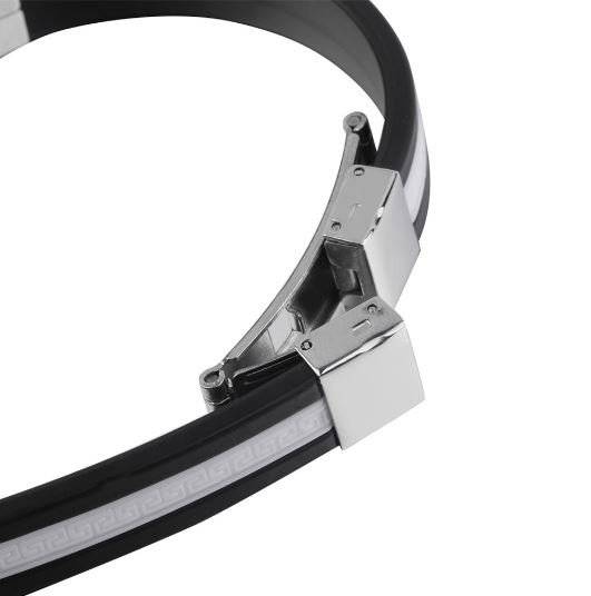 Men's Silicone Stainless Steel Clasp Cuff Bracelet - Engrave your own Message