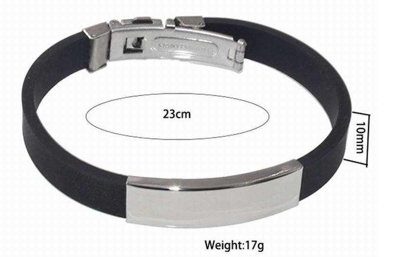 Men's Silicone Stainless Steel Clasp Cuff Bracelet - Engrave your own Message