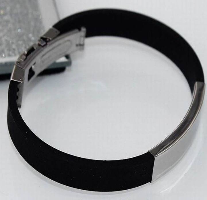 Men's Silicone Stainless Steel Clasp Cuff Bracelet - Engrave your own Message
