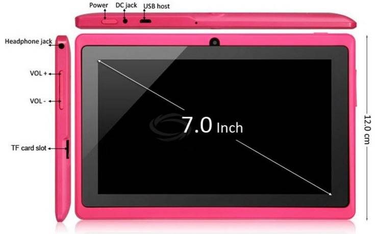 7" Dual Core, Android 4.2., 4 GB, Dual Cameras, Wi-Fi, Bluetooth etc. - Pink