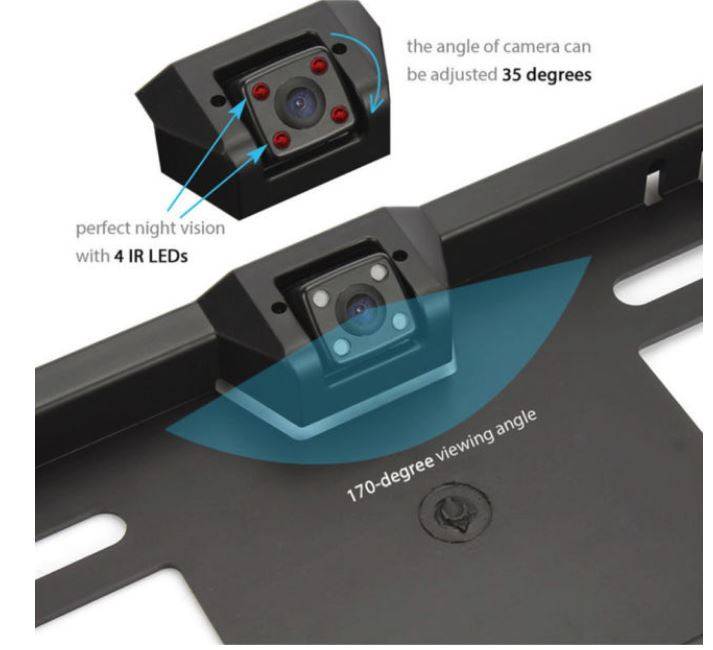 Waterproof Night Vision HD LED Number Plate Holder With Camera For Reversing and Parking
