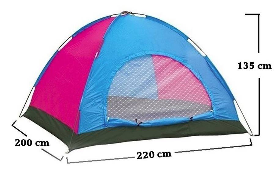 4 Man Tent in Zipper Bag - Lightweight & Easy to Install (200 X 220 X 135 cm)