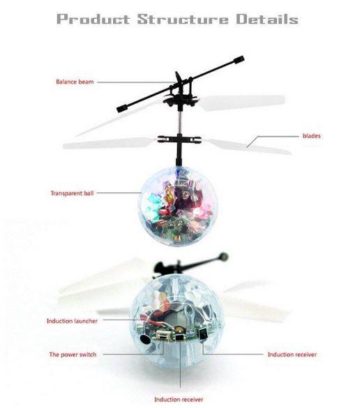 Colourfull Infrared Smart Sensor Flying Disco Ball Helicopter, Light Effects & USB Charging