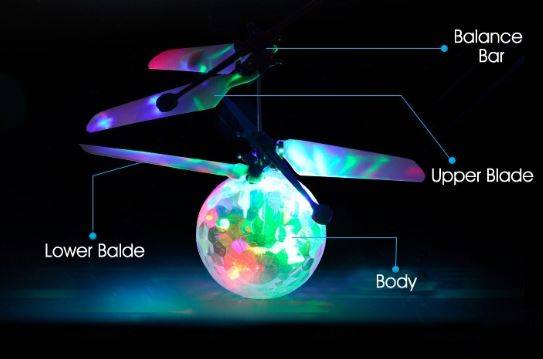Colourfull Infrared Smart Sensor Flying Disco Ball Helicopter, Light Effects & USB Charging