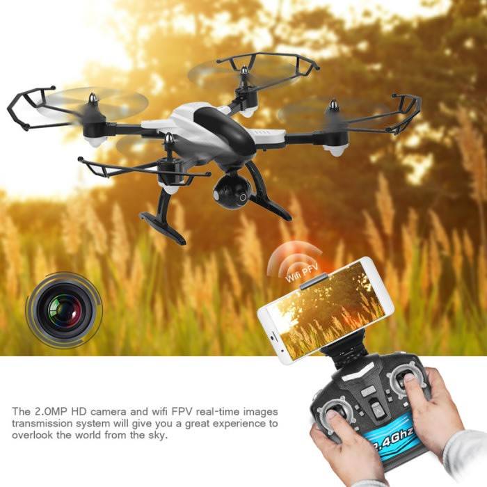 RC Foldable Camera Drone, FPV, 6-Axis, 2.4G, 4CH, Wi-Fi, USB, LED Lights, Real Aerial