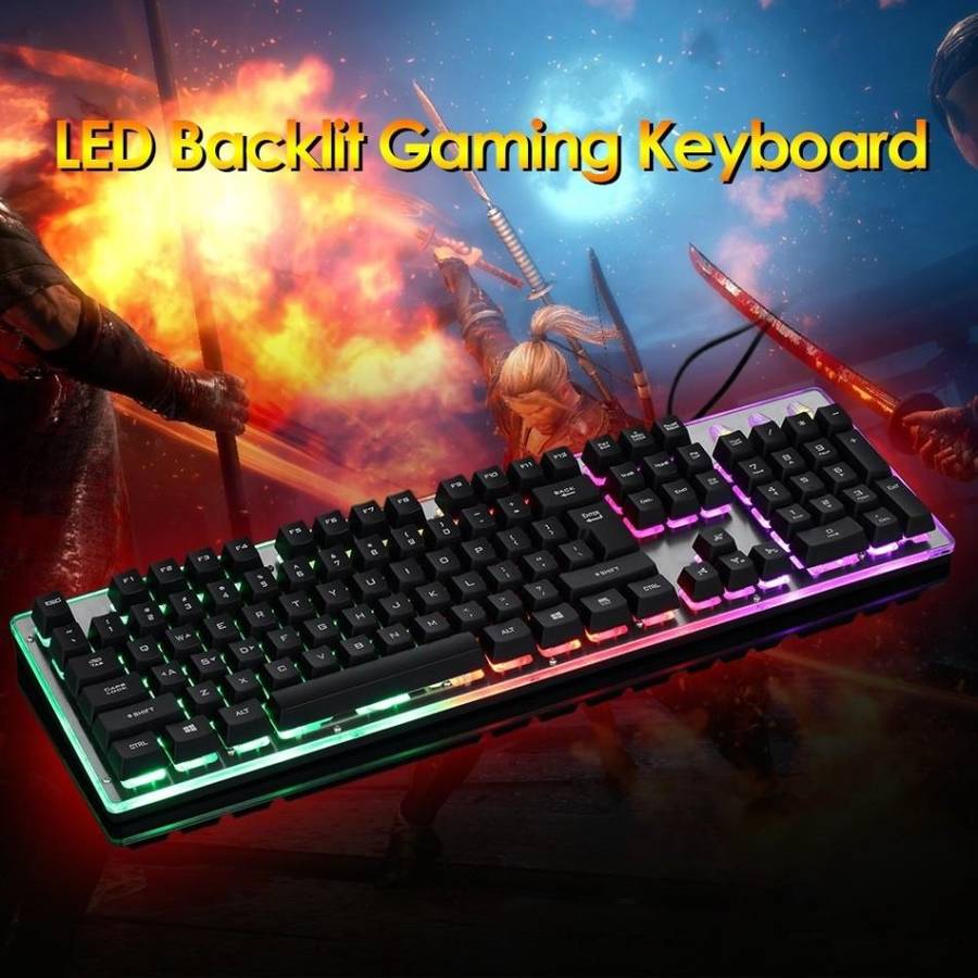 LED Gaming Keyboard 104 Key Back light Design, Wired with USB Interface