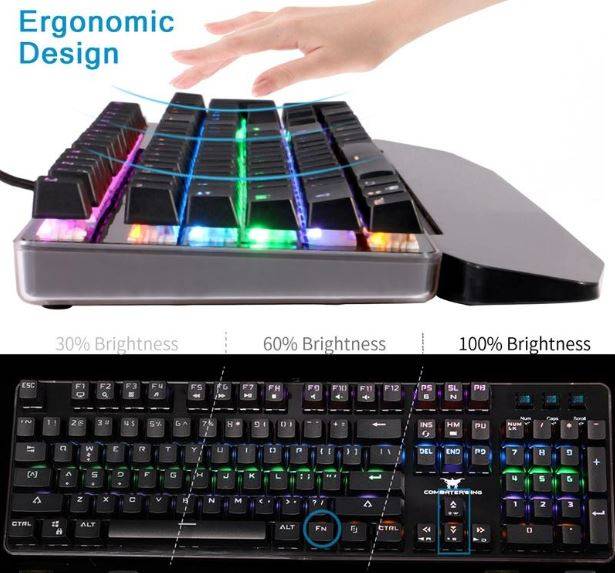LED Gaming Keyboard 104 Key Back light Design, Wired with USB Interface