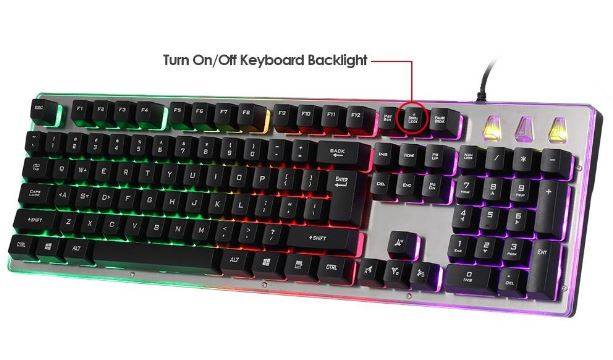 LED Gaming Keyboard 104 Key Back light Design, Wired with USB Interface