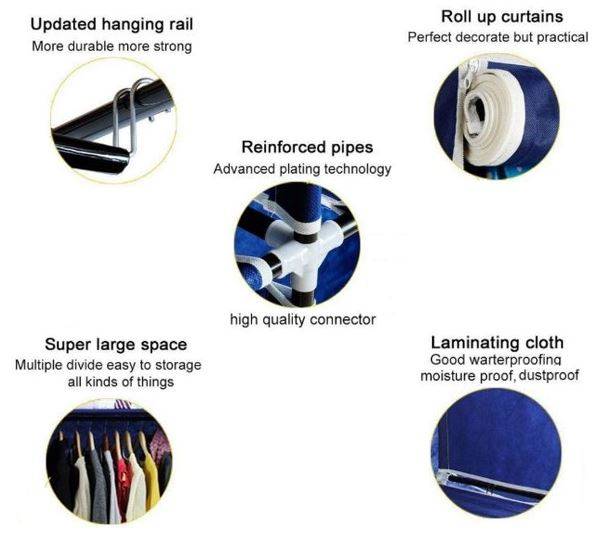 Double Portable & Foldable Canvas Wardrobe - Great Storage Unit for Anything or Any Place