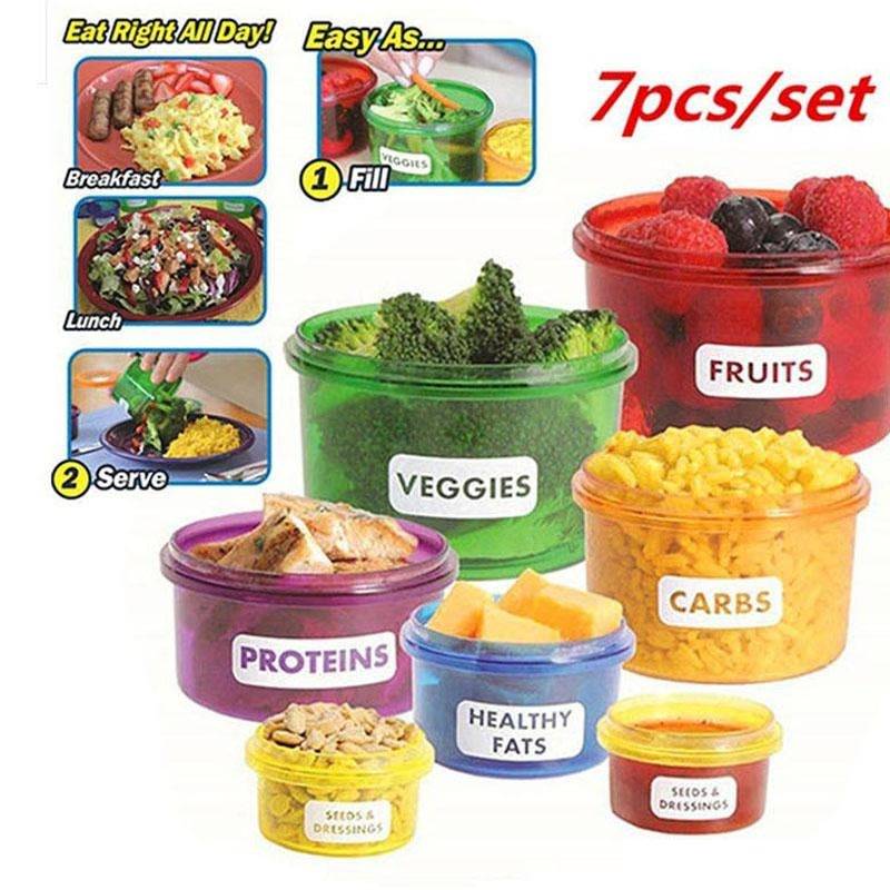 7 Piece Perfect Portions Food Containers - The Simple Way To Lose Weight Fast