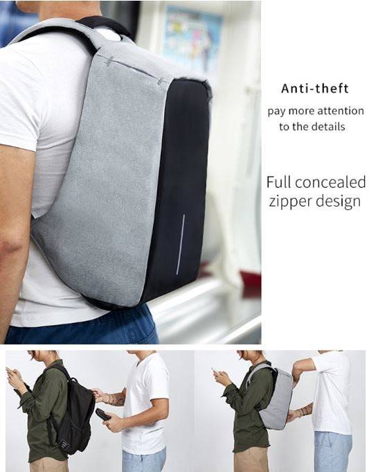Anti-Theft USB Backpack with Reflective Strips & Multiple Storage Compartments