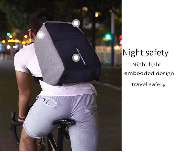 Anti-Theft USB Backpack with Reflective Strips & Multiple Storage Compartments