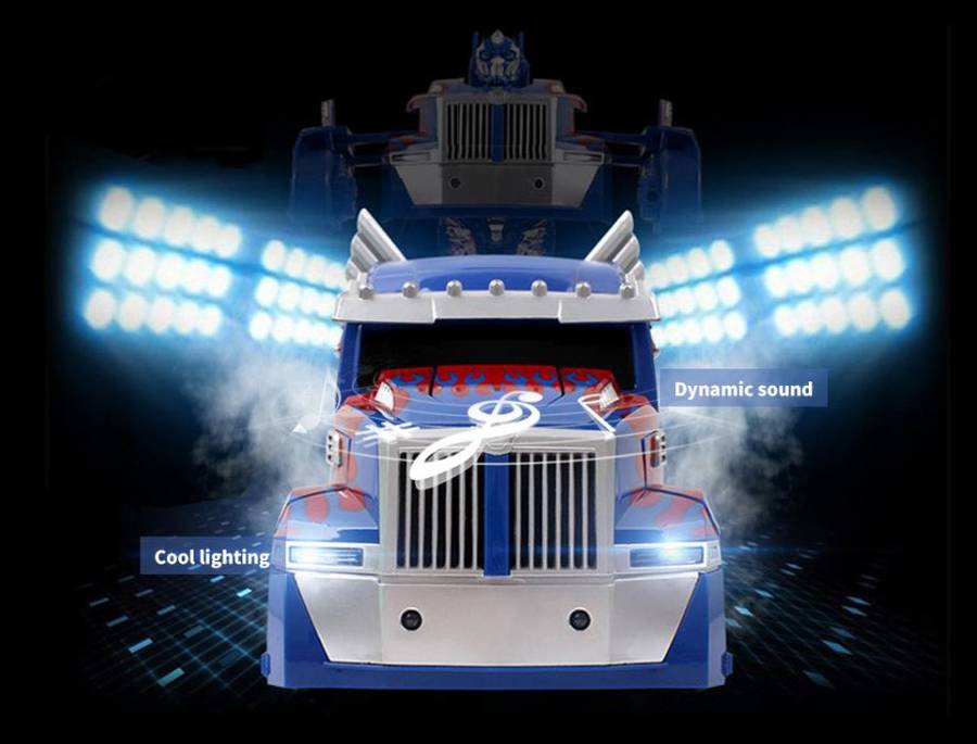 2.4Ghz R/C Optimus Prime Transformer Robot Truck, Xenon lights, 360° turn, one-key deformation
