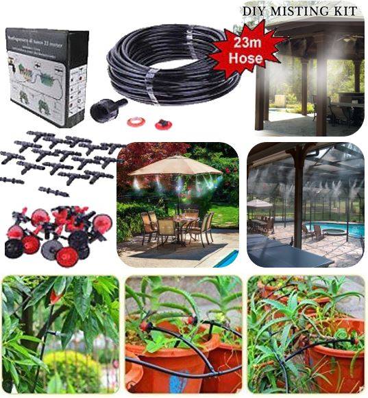 23m Garden Micro Drip Irrigation System AND Micro Sprinkler Cooling Kit