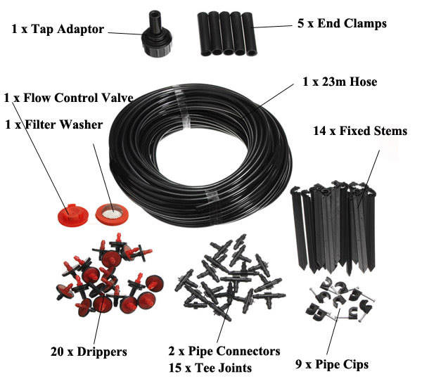 23m Garden Micro Drip Irrigation System AND Micro Sprinkler Cooling Kit