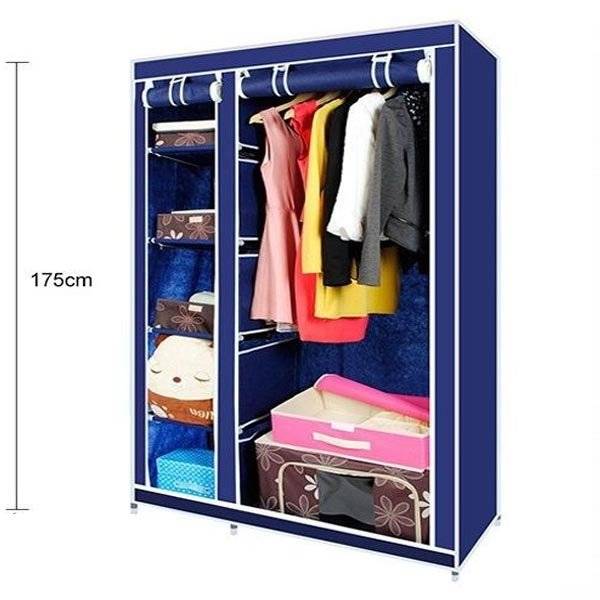 Portable Canvas Wardrobe with 5 Shelves to neatly store your necessities