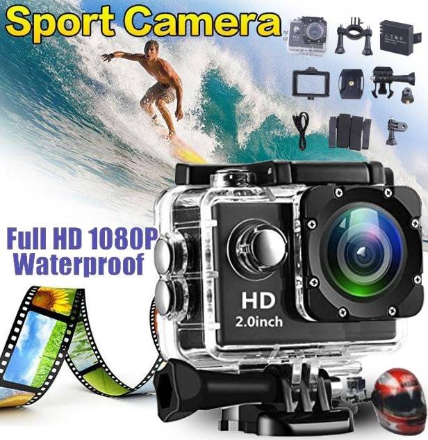 2" Full HD Action Sport Camera - Waterproof, LCD Screen, Photo, Video & Accessories
