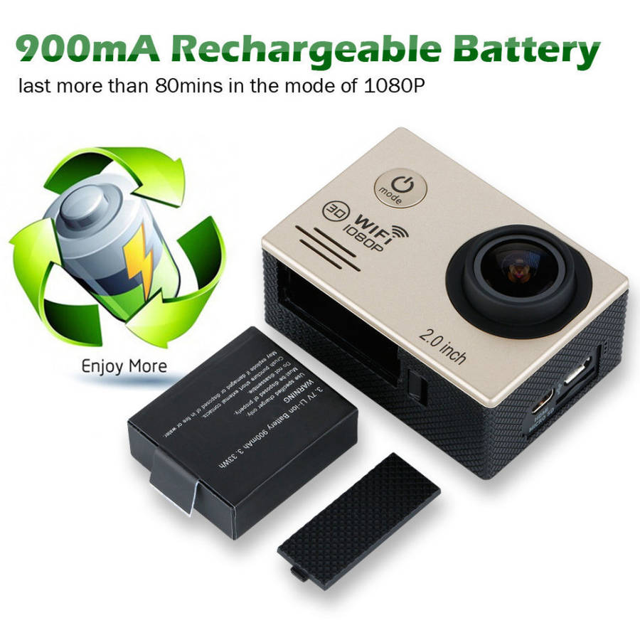 2" Full HD Action Sport Camera - Waterproof, LCD Screen, Photo, Video & Accessories