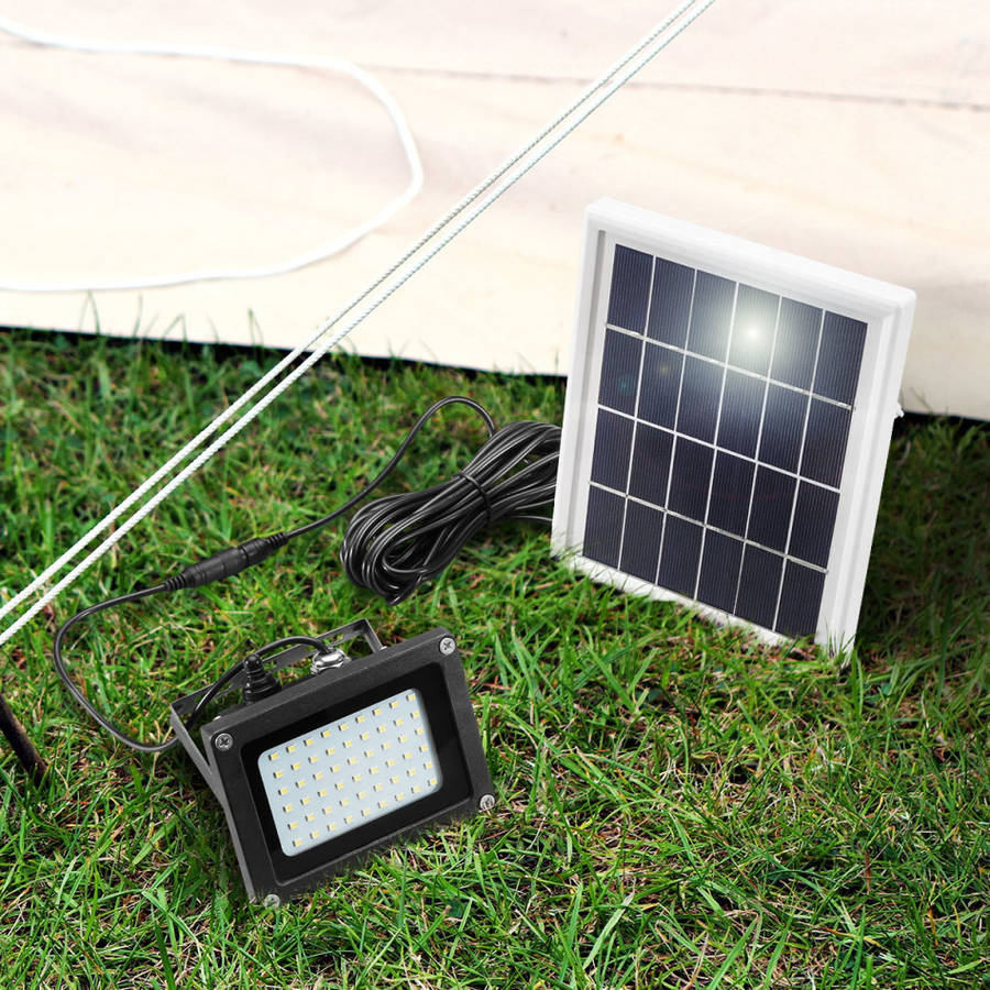 LED SOLAR Flood Light with 5 meter cable, Solar Panel, Bracket & Ground Stand, Day Night Sensor