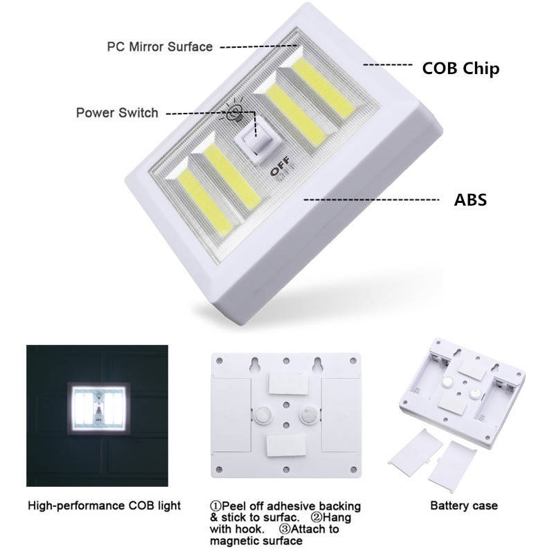 4 COB LED Super Bright Night Light, Easy to Install with Magnetic Base