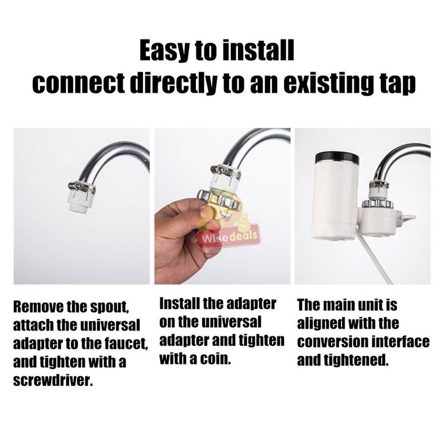 Electric Heating Faucet - 3 Seconds Hot Water, Fits Directly onto Your Tap, Include Faucet Adapters